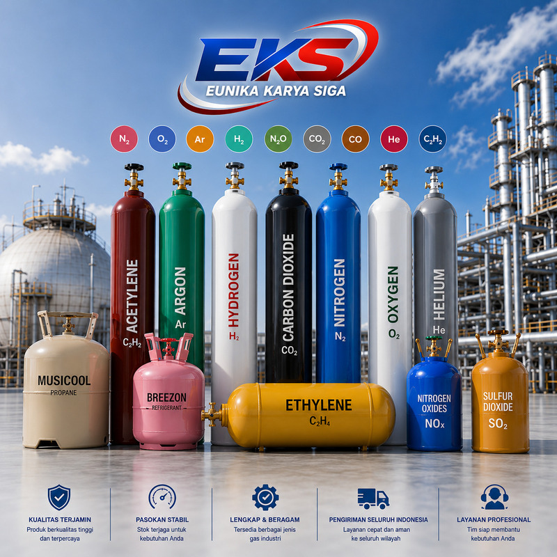 Produk gas industri PT Eunika Karya Siga di kawasan industri